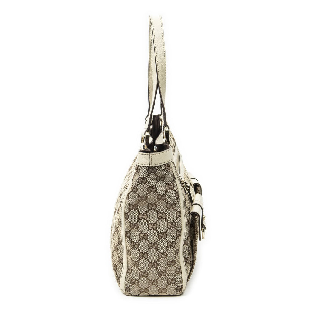 Gucci Abbey Pochette Ivory Beige GG Canvas Shoulder — view 4