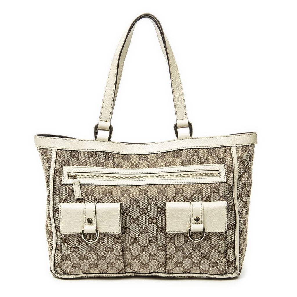Gucci Abbey Pochette Ivory Beige GG Canvas Shoulder
