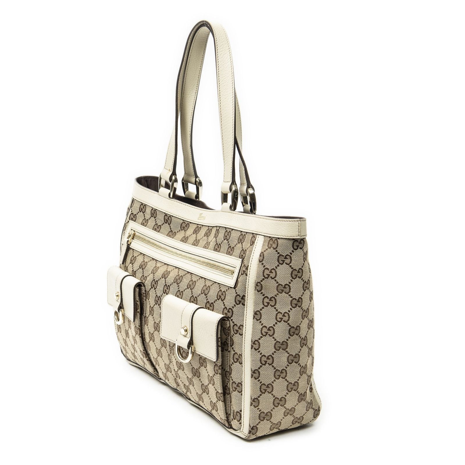 Gucci Abbey Pochette Ivory Beige GG Canvas Shoulder — view 2