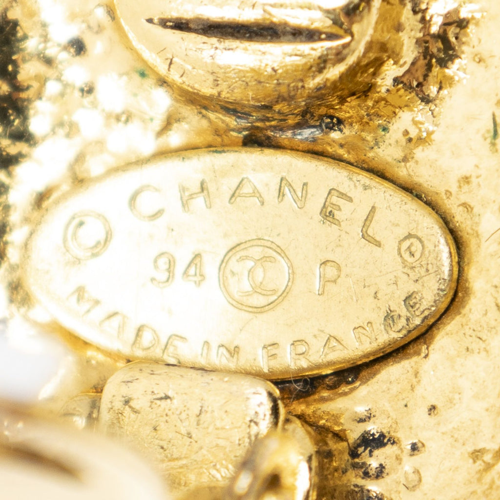 Chanel CC Logo Round Clip Type Earrings Gold Plated — view 3