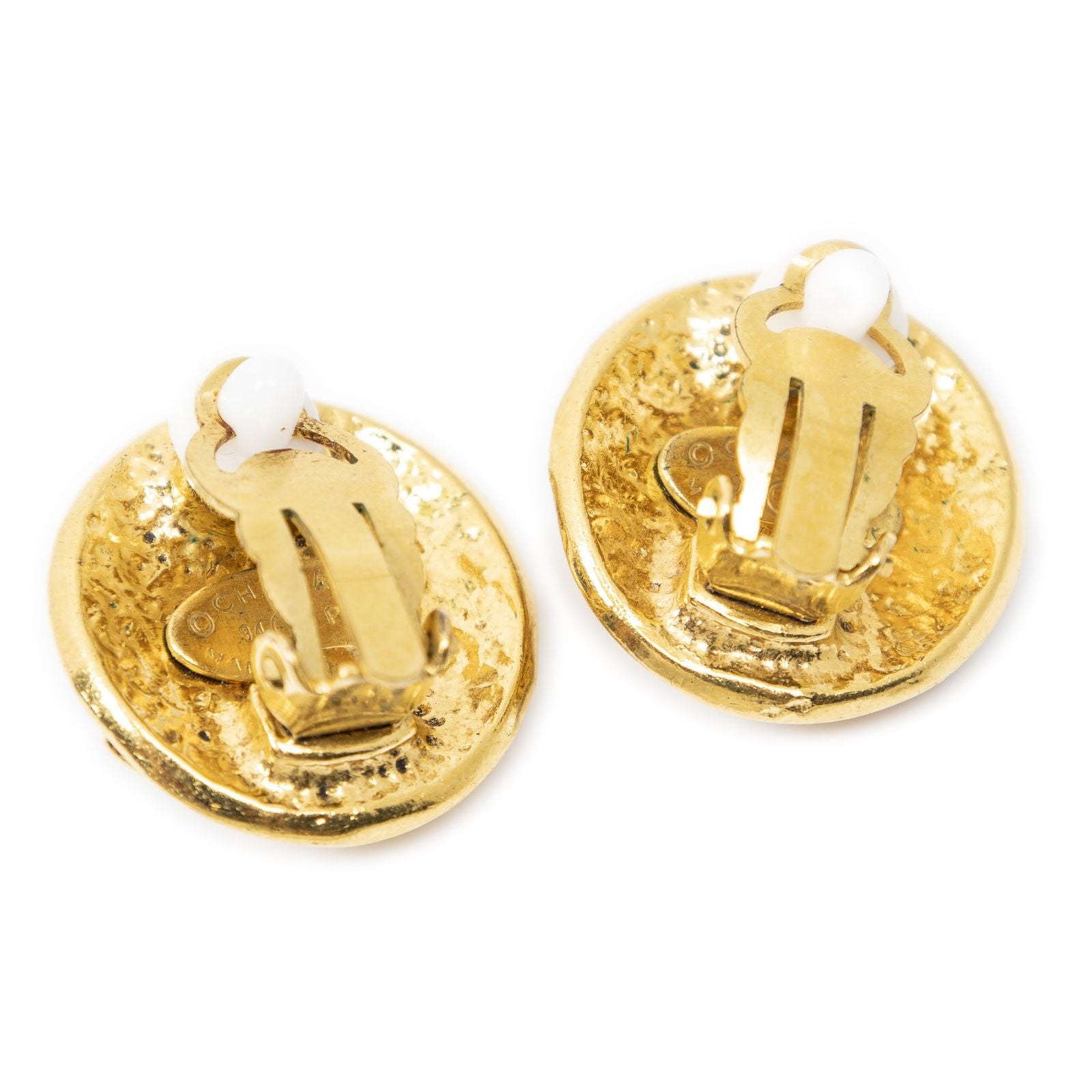 Chanel CC Logo Round Clip Type Earrings Gold Plated — view 2
