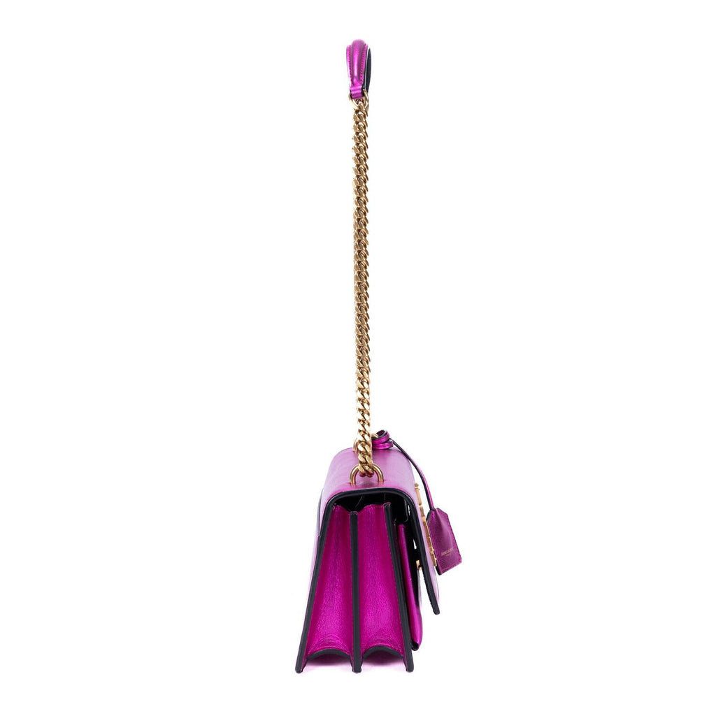 Saint Laurent Metallic Small Sunset Metallicpink Calfskina Shoulder — view 4