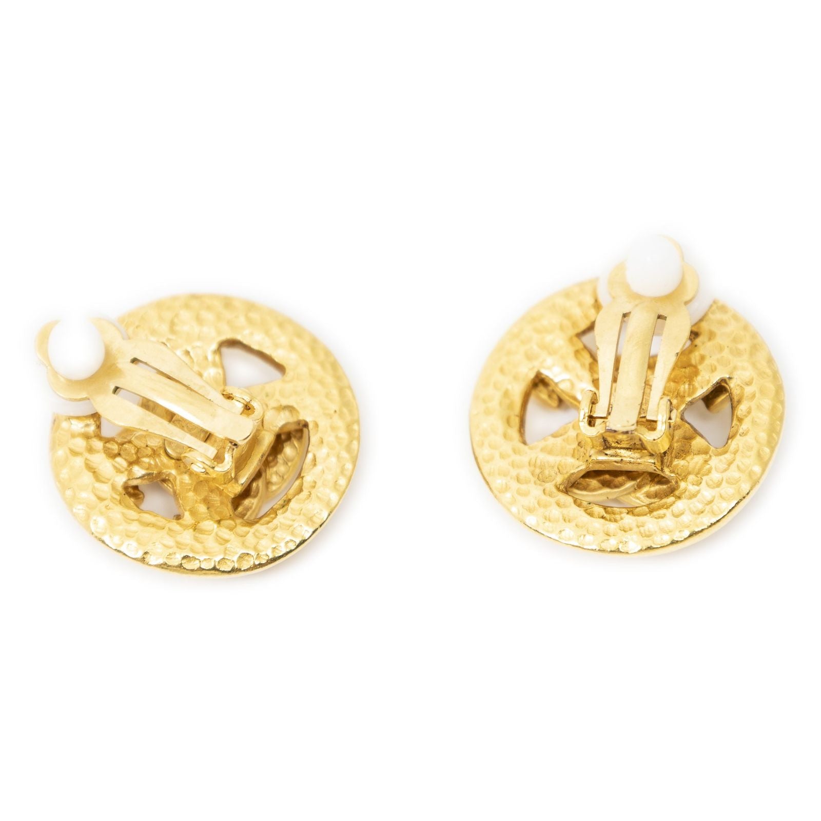 Chanel CC Logo Round Clip Type Earrings Gold Plated — view 2