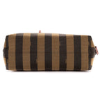 Fendi Ann Zip Tote Pink Brown Calfskin with Pequin Striped Canvas — view 6