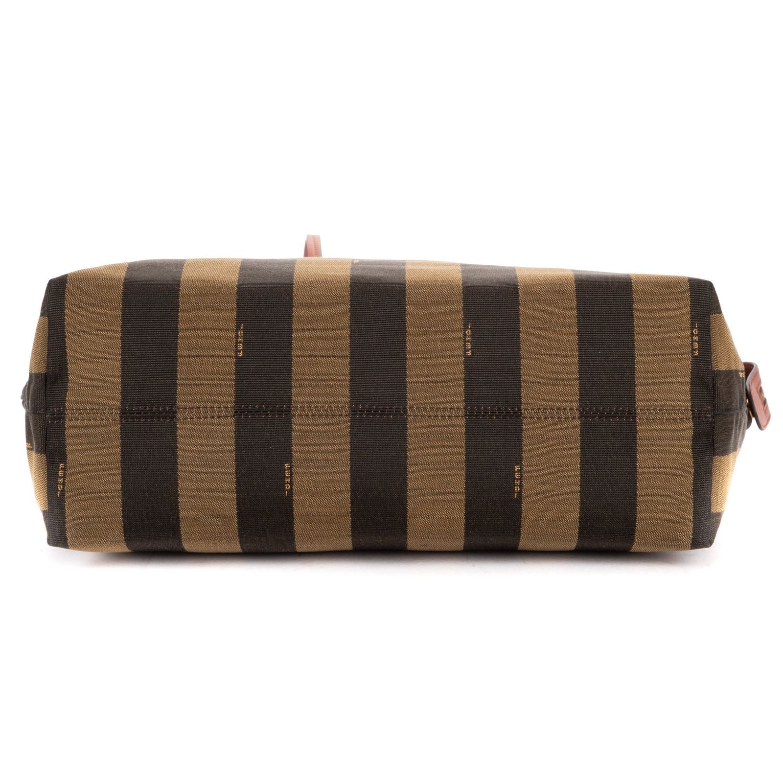 Fendi Ann Zip Tote Pink Brown Calfskin with Pequin Striped Canvas — view 6