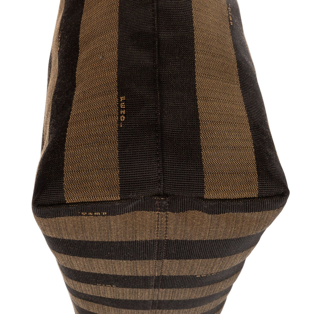 Fendi Ann Zip Tote Pink Brown Calfskin with Pequin Striped Canvas — view 7
