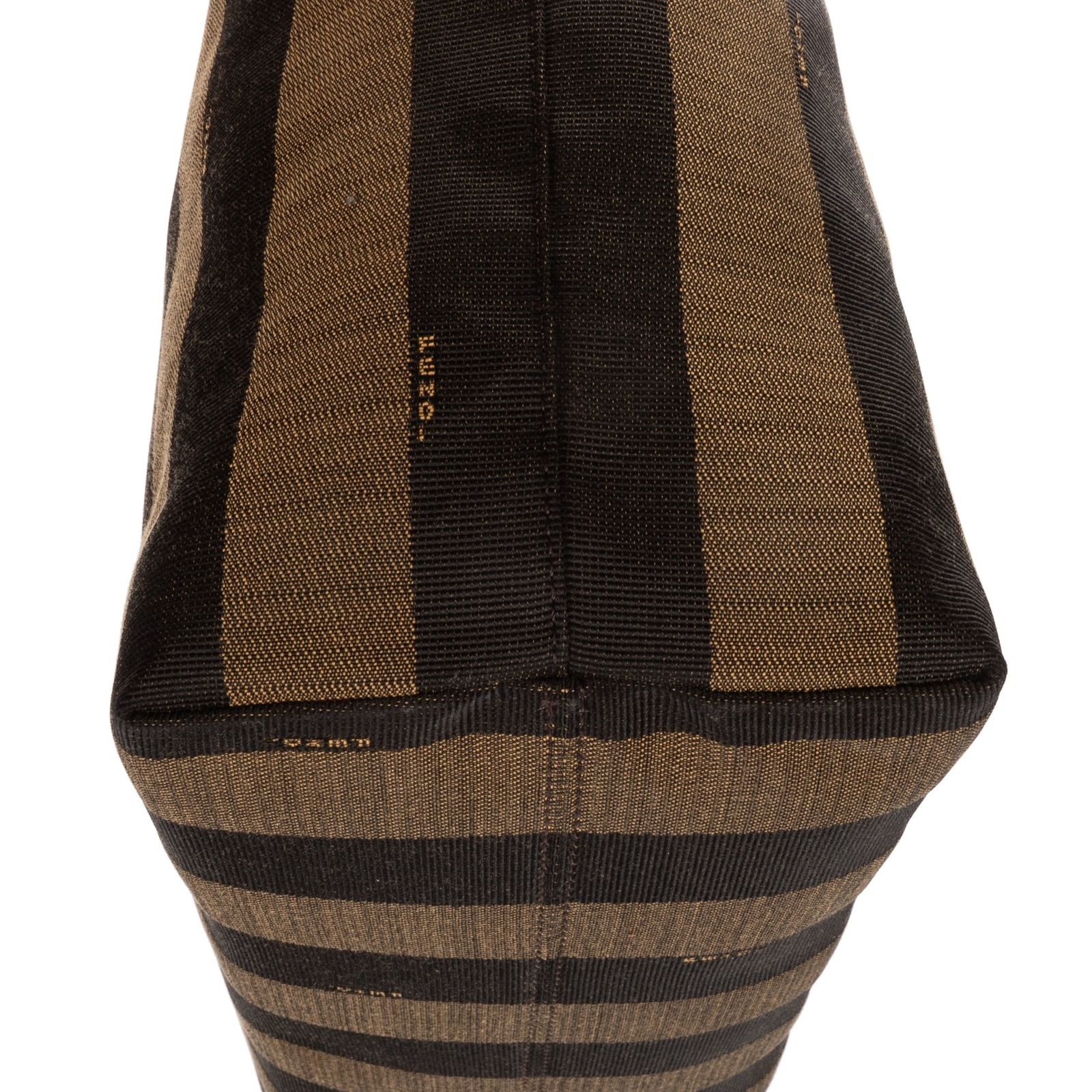 Fendi Ann Zip Tote Pink Brown Calfskin with Pequin Striped Canvas — view 7