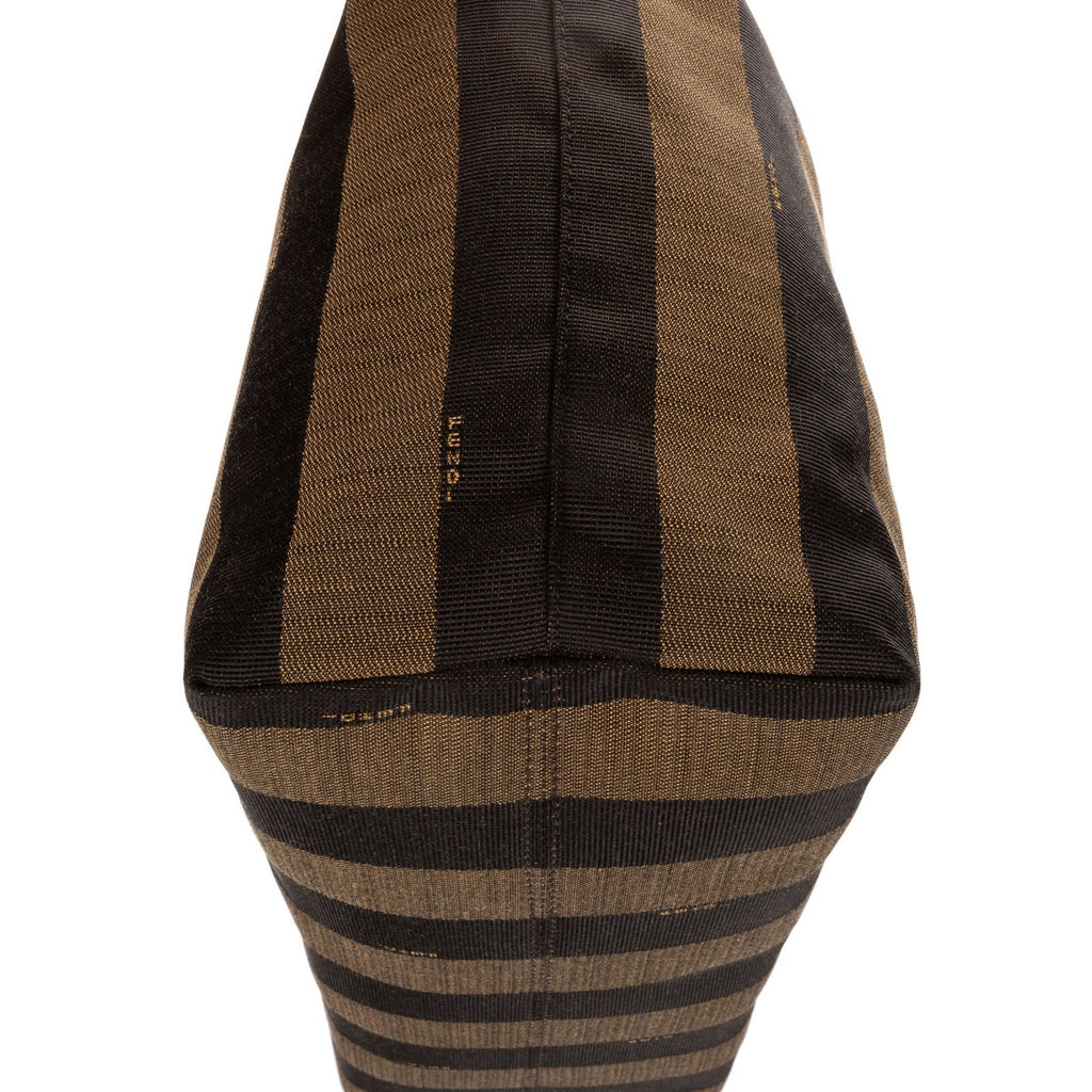 Fendi Ann Zip Tote Pink Brown Calfskin with Pequin Striped Canvas — view 8