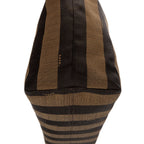 Fendi Ann Zip Tote Pink Brown Calfskin with Pequin Striped Canvas — view 8