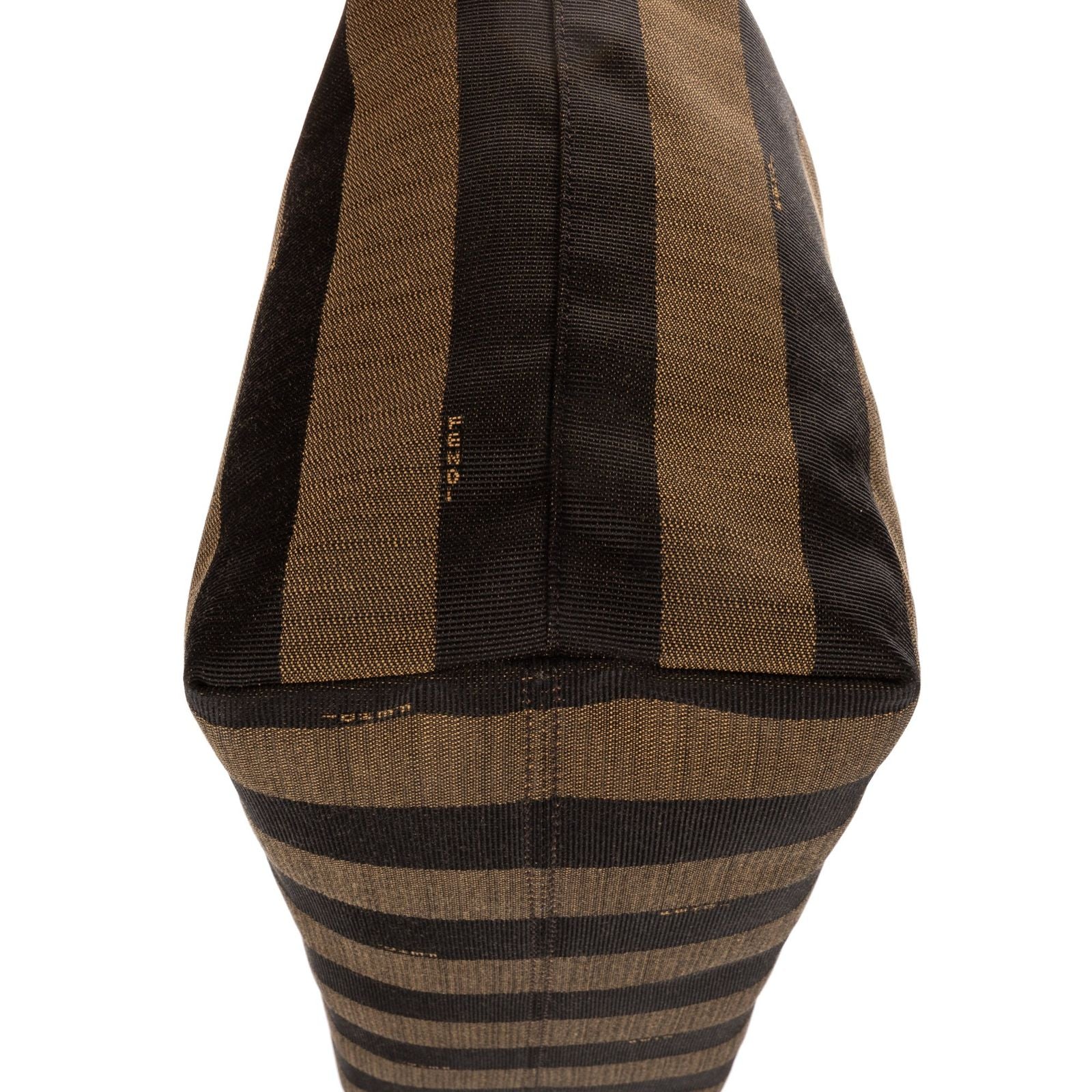 Fendi Ann Zip Tote Pink Brown Calfskin with Pequin Striped Canvas — view 8