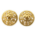 Chanel CC Logo Round Clip Type Earrings Gold Plated