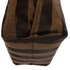 Fendi Pequin Colorblock Tote Red Brown Stripe Pecan Canvas — view 8