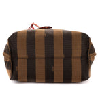 Fendi Pequin Colorblock Tote Red Brown Stripe Pecan Canvas — view 6