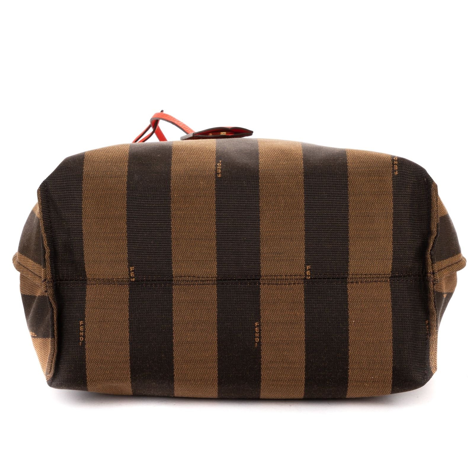 Fendi Pequin Colorblock Tote Red Brown Stripe Pecan Canvas — view 6