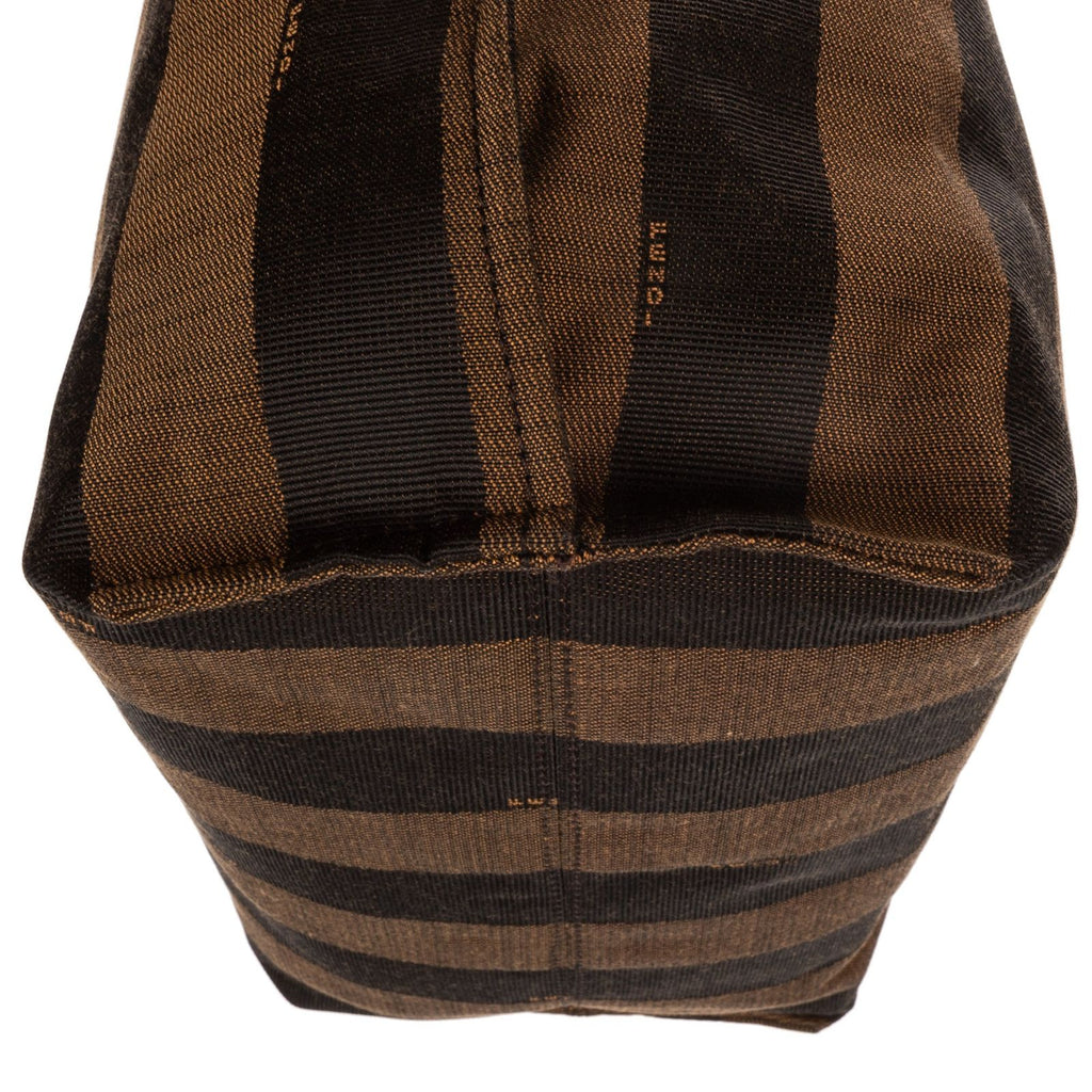 Fendi Pequin Colorblock Tote Red Brown Stripe Pecan Canvas — view 7