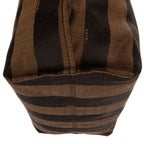 Fendi Pequin Colorblock Tote Red Brown Stripe Pecan Canvas — view 7