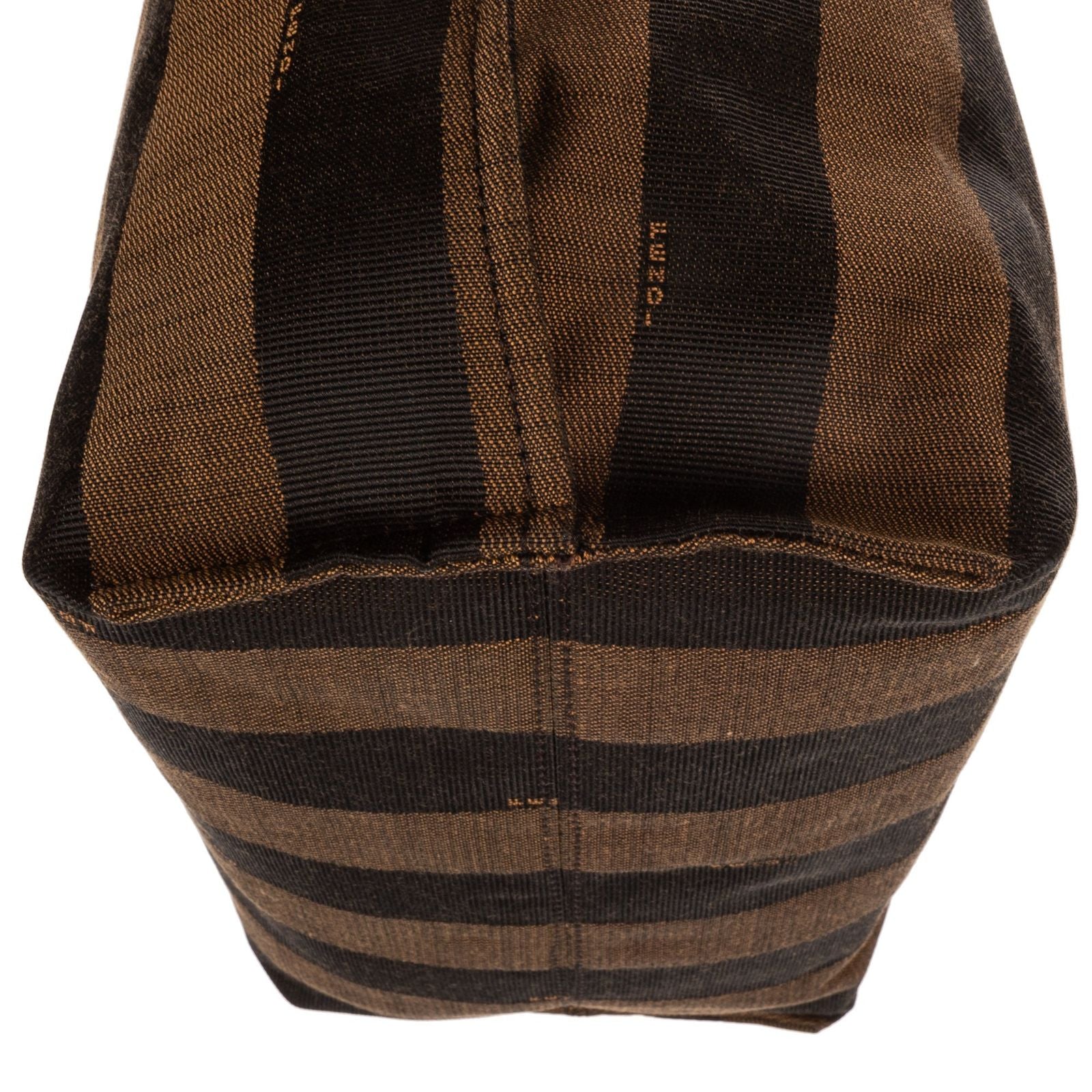 Fendi Pequin Colorblock Tote Red Brown Stripe Pecan Canvas — view 7