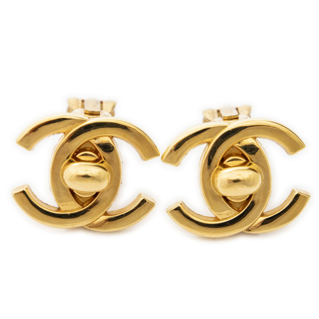 Chanel CC Turnlock Clip on Earrings Gold Plated