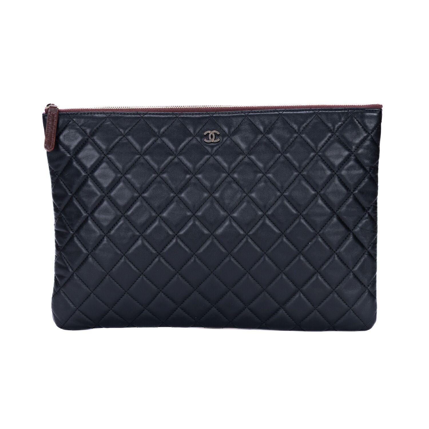 Chanel Large Case Clutch Black Quilted Lambskin Leather