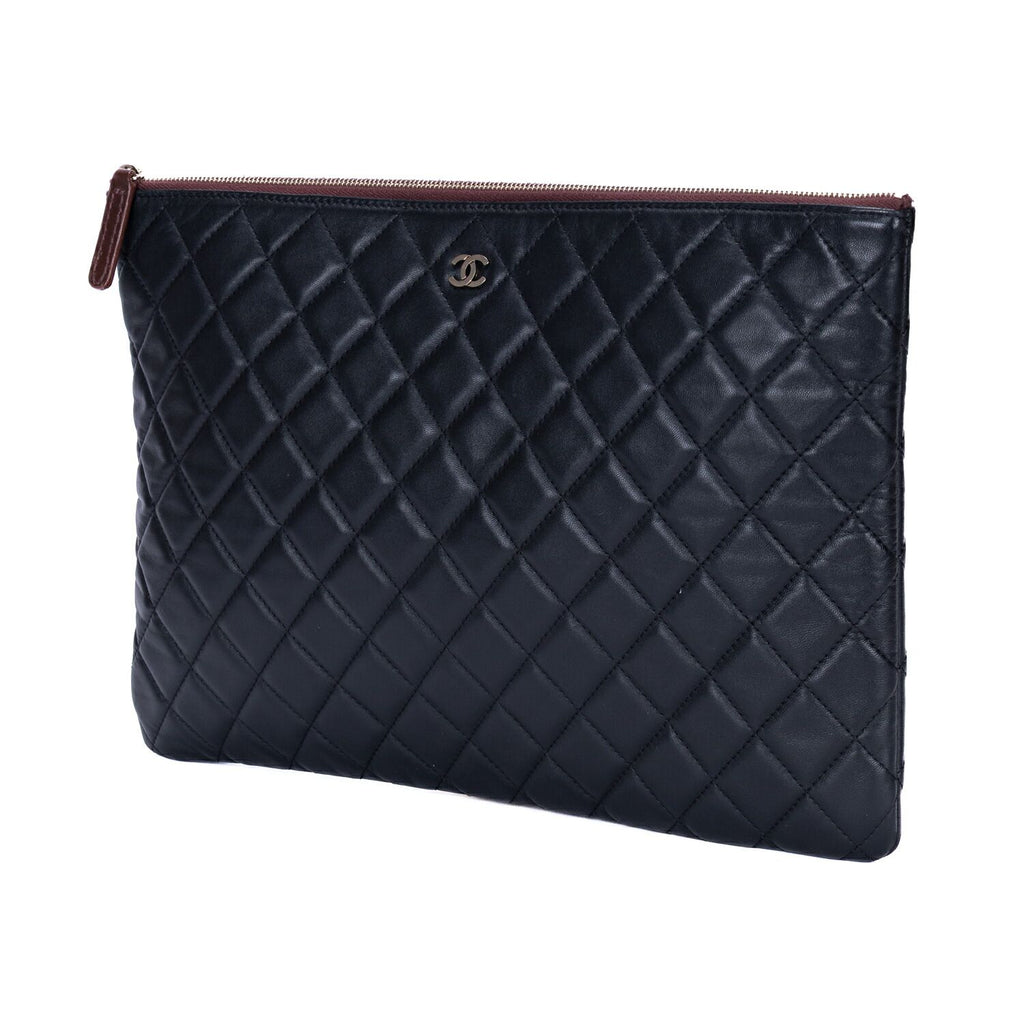 Chanel Large Case Clutch Black Quilted Lambskin Leather — view 2