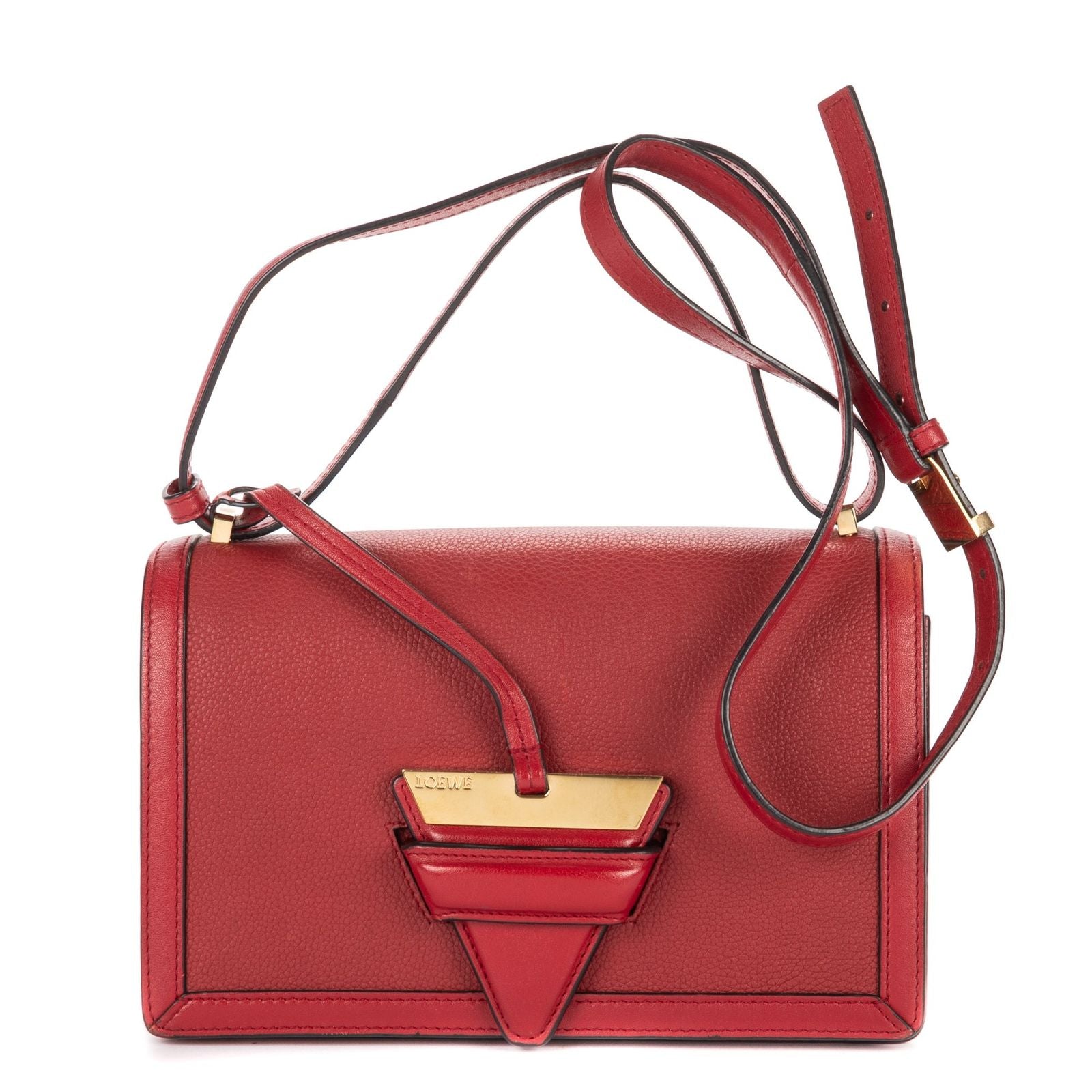 Loewe Medium Barcelona Red Grain Calf Leather Shoulder
