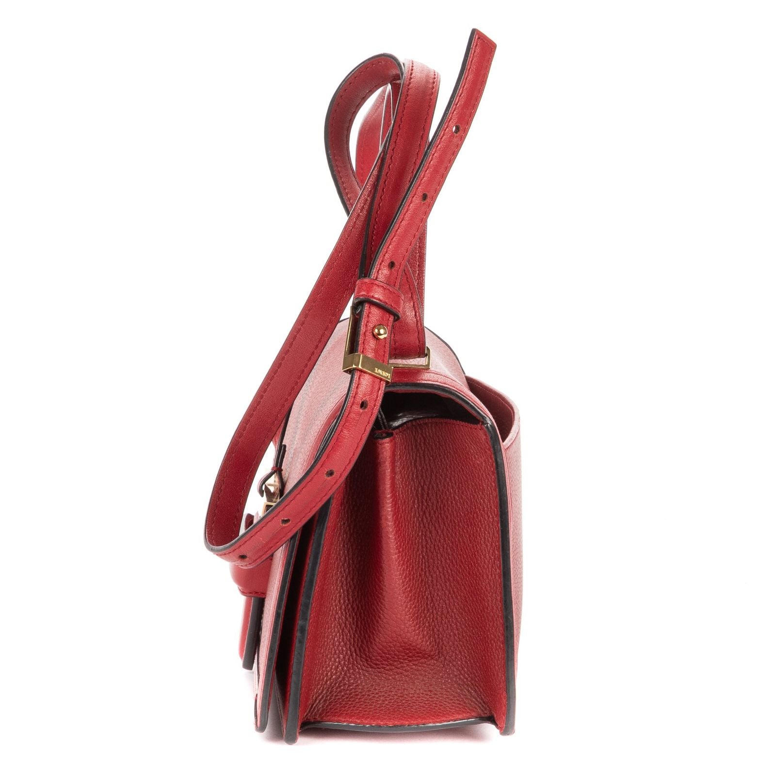 Loewe Medium Barcelona Red Grain Calf Leather Shoulder — view 3