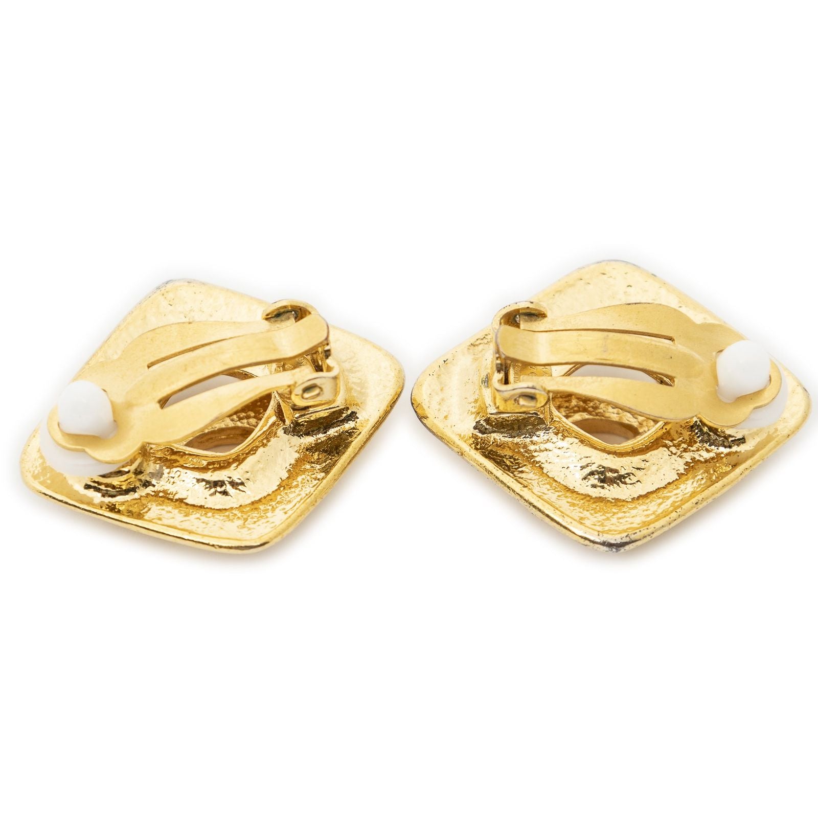 Chanel CC Diamond Clip on Earrings Gold Plated — view 2