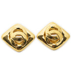Chanel CC Diamond Clip on Earrings Gold Plated