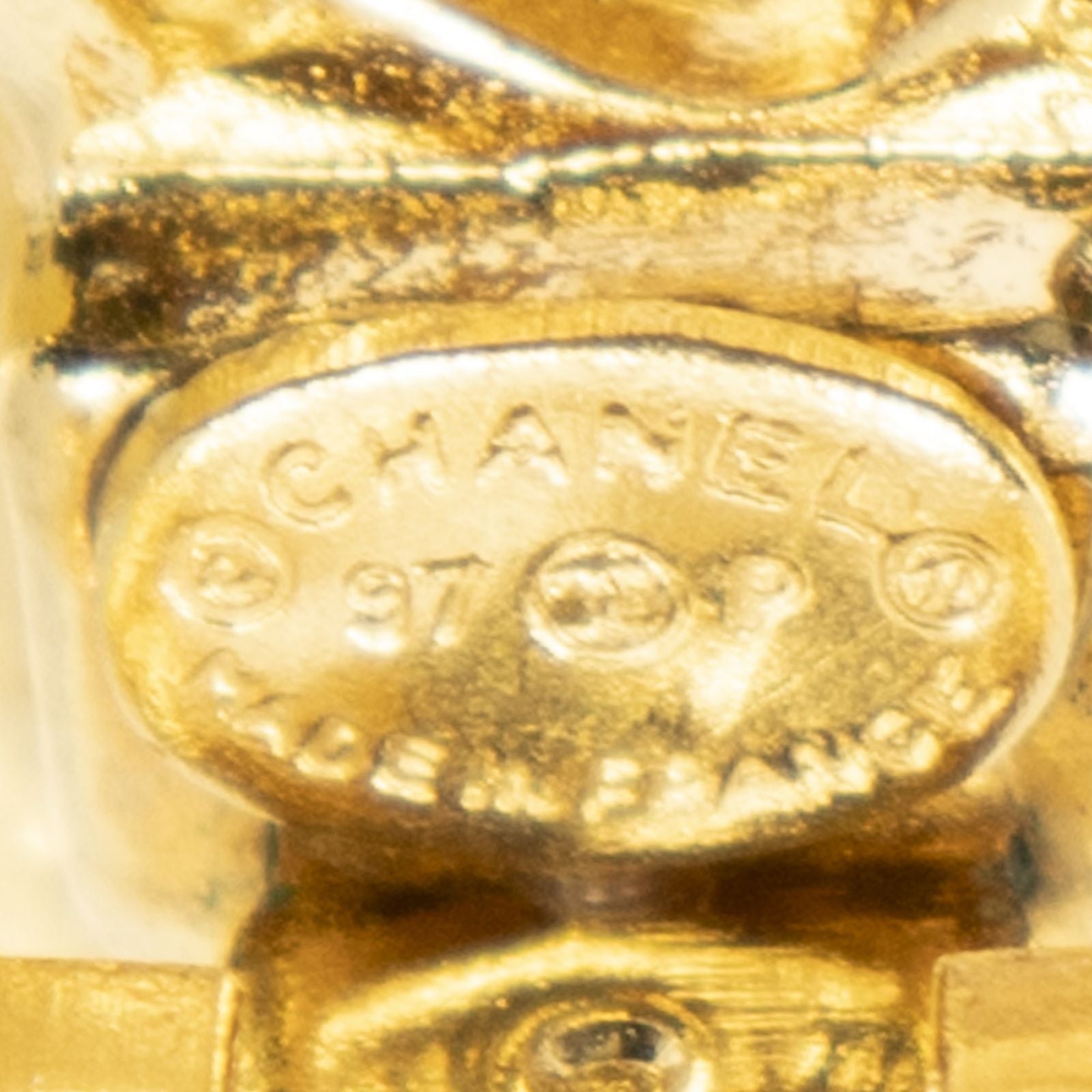Chanel CC Diamond Clip on Earrings Gold Plated — view 3