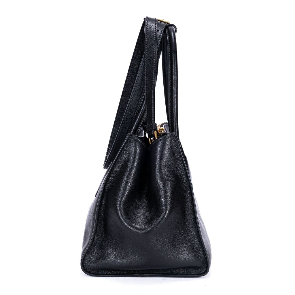 Prada Double Handle Tote Black Marmo Glace Leathera — view 4