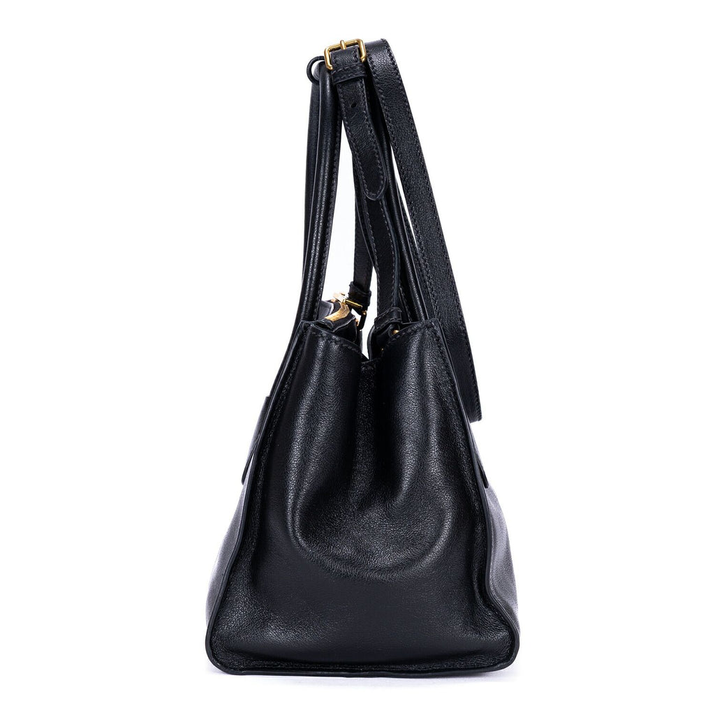 Prada Double Handle Tote Black Marmo Glace Leathera — view 3