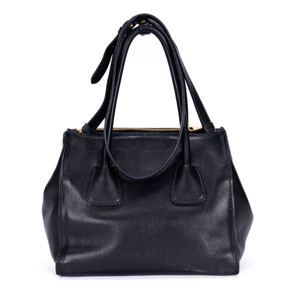 Prada Double Handle Tote Black Marmo Glace Leathera — view 5