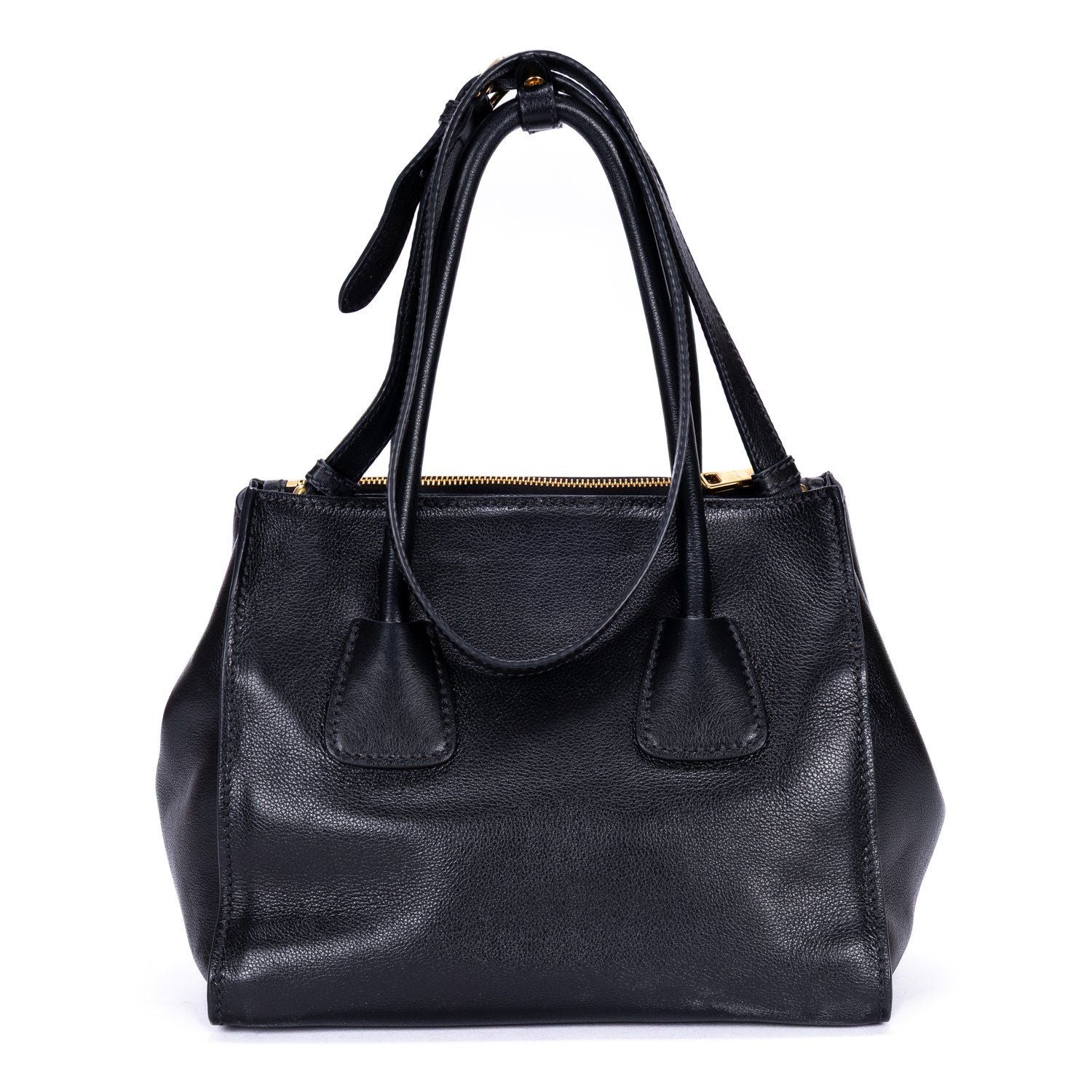 Prada Double Handle Tote Black Marmo Glace Leathera — view 5
