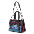 Loewelondon Postal Top Handle Bag Blue Navy Printcalfskin Leather — view 2