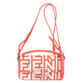 Fendi Mamma Baguette Orange White Logo Print Nappa Leathera Shoulder