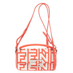 Fendi Mamma Baguette Orange White Logo Print Nappa Leathera Shoulder