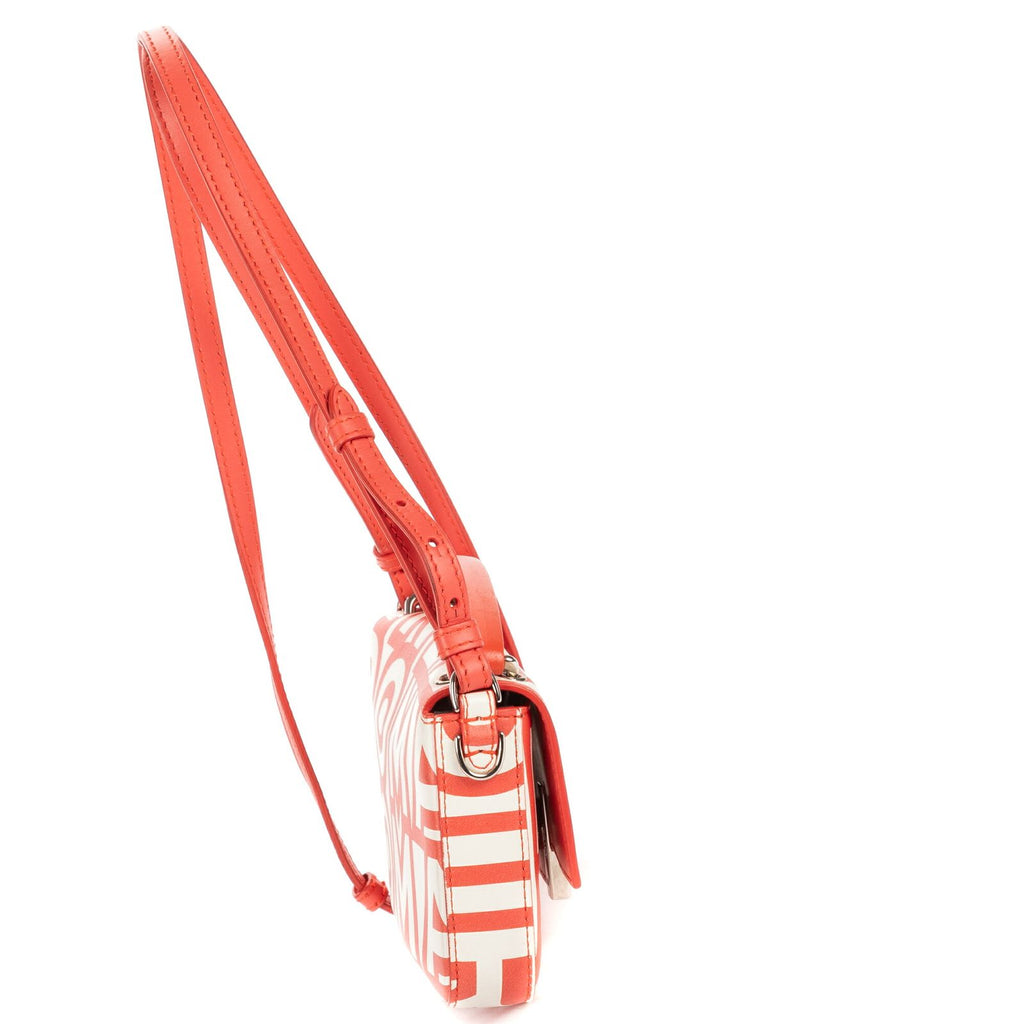 Fendi Mamma Baguette Orange White Logo Print Nappa Leathera Shoulder — view 4