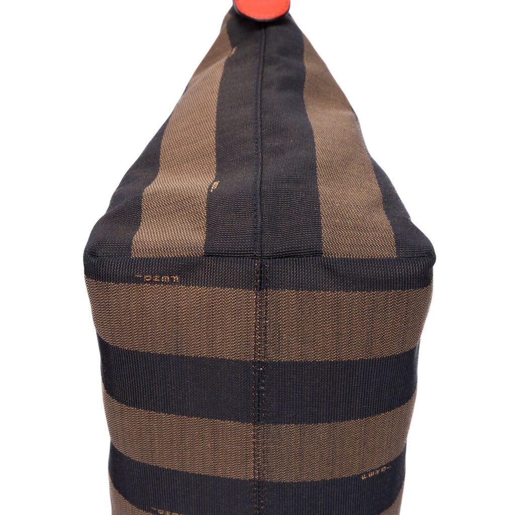 Fendi Roll Zip Tote Brown Black Red Stripepecan Canvas — view 7
