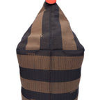 Fendi Roll Zip Tote Brown Black Red Stripepecan Canvas — view 7