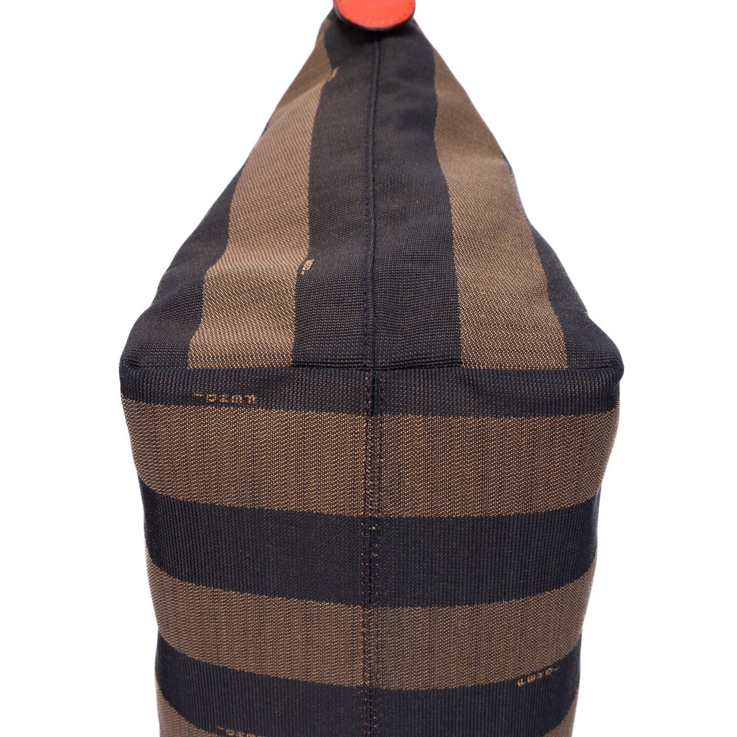 Fendi Roll Zip Tote Brown Black Red Stripepecan Canvas — view 7