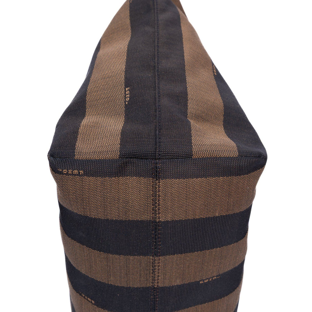Fendi Roll Zip Tote Brown Black Red Stripepecan Canvas — view 8