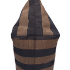 Fendi Roll Zip Tote Brown Black Red Stripepecan Canvas — view 8