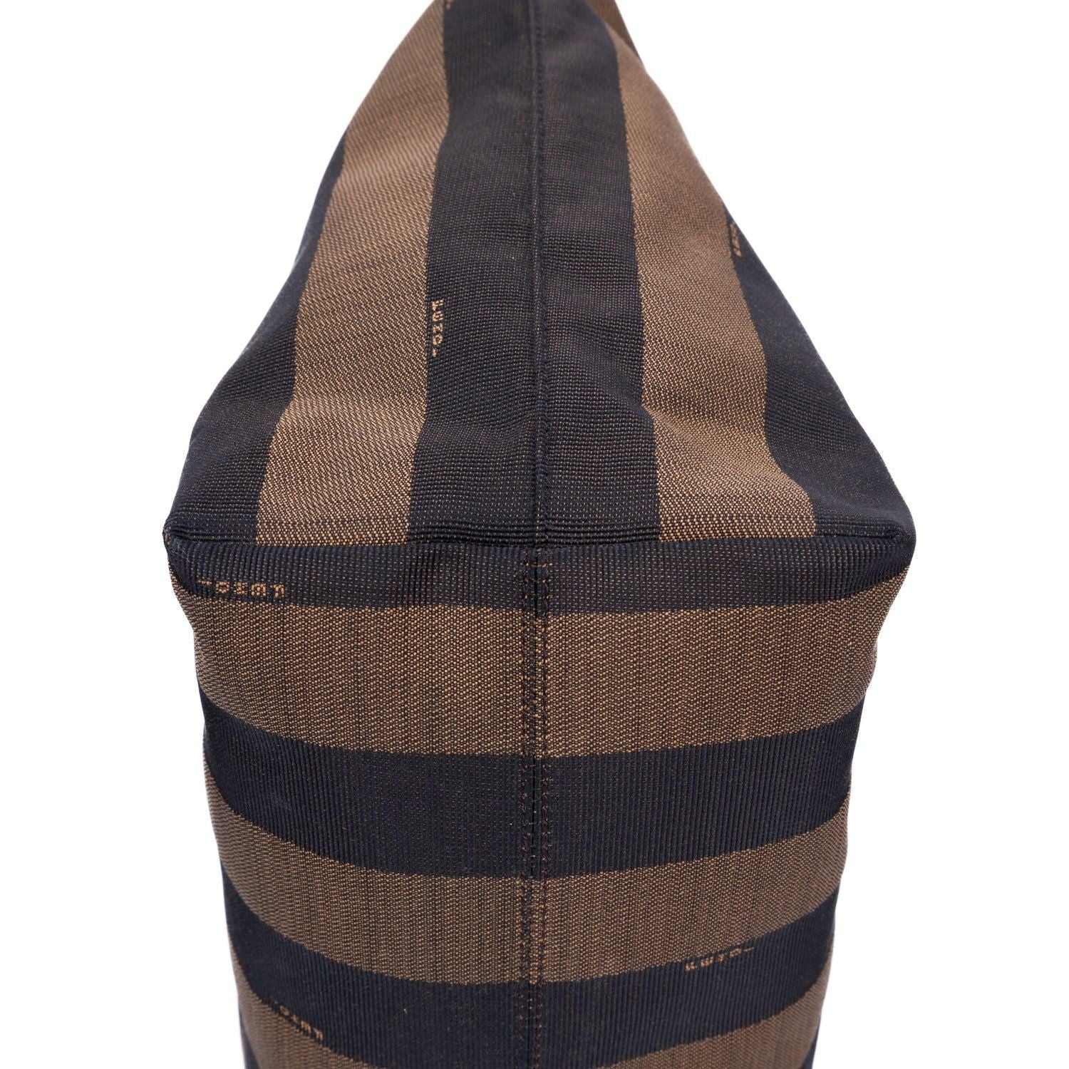 Fendi Roll Zip Tote Brown Black Red Stripepecan Canvas — view 8