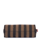Fendi Roll Zip Tote Brown Black Red Stripepecan Canvas — view 6