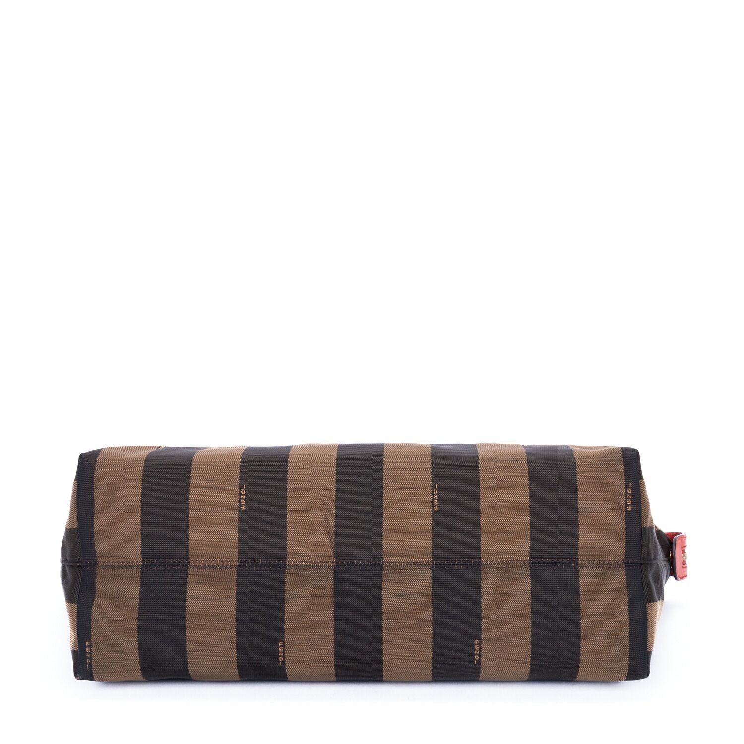 Fendi Roll Zip Tote Brown Black Red Stripepecan Canvas — view 6