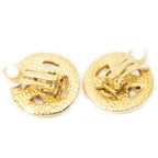 Chanel CC Logo Round Clip Type Earrings Gold Plated — view 2