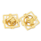 Chanel CC Logo Square Clip Type Earrings Gold Plated — view 2