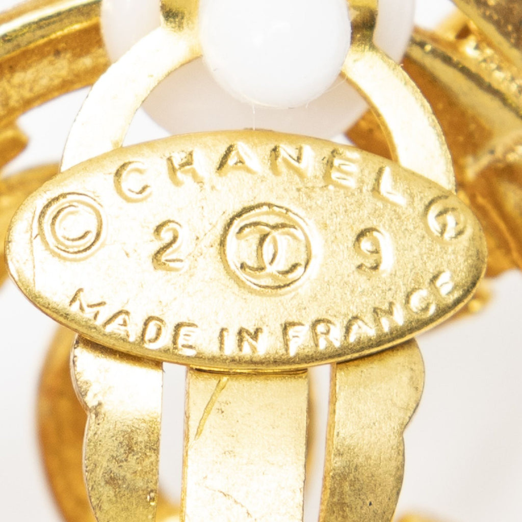 Chanel CC Logo Square Clip Type Earrings Gold Plated — view 3