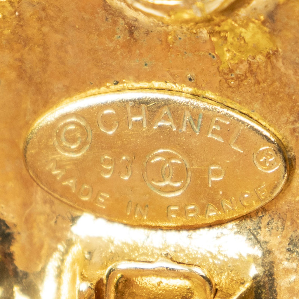 Chanel CC Logo Round Clip Type Earrings Gold Plated — view 3