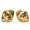 Chanel CC Diamond Clip on Earrings Gold Plated